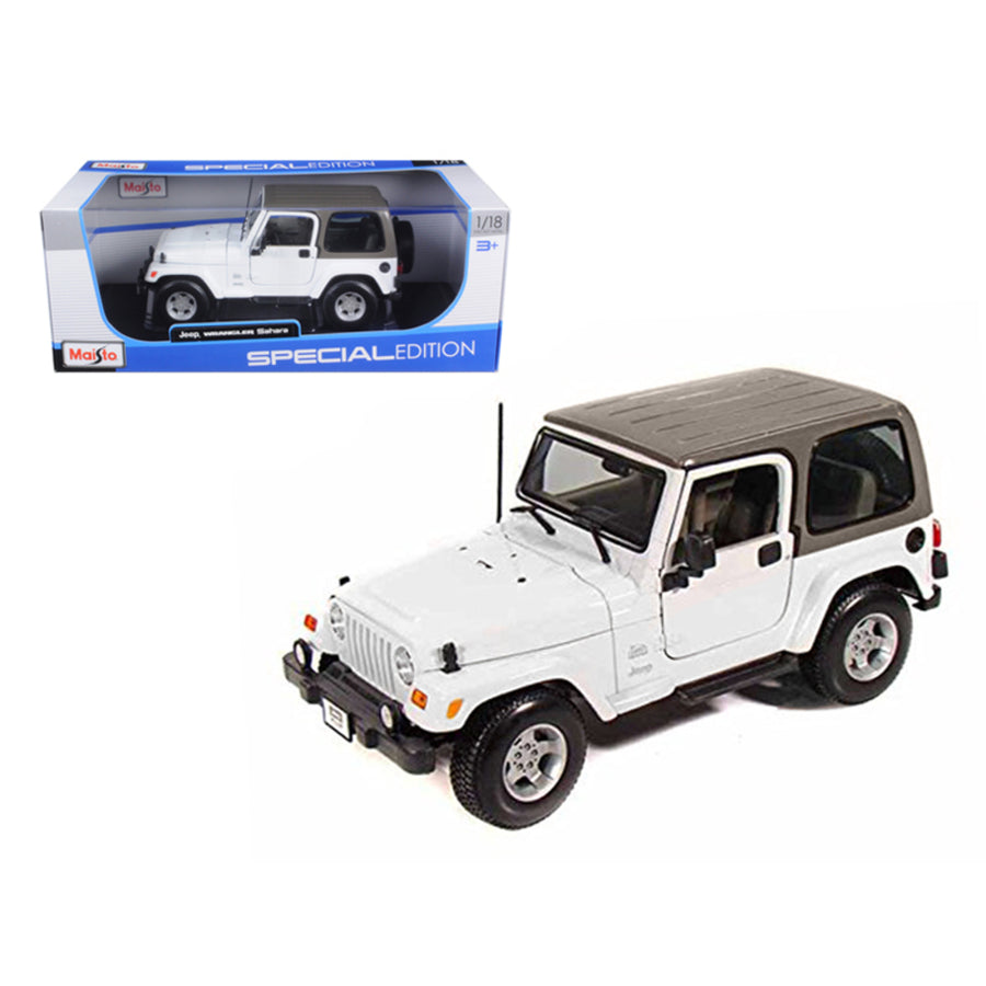 Jeep Wrangler Sahara White 1/18 Diecast Model Car By Maisto 31662w