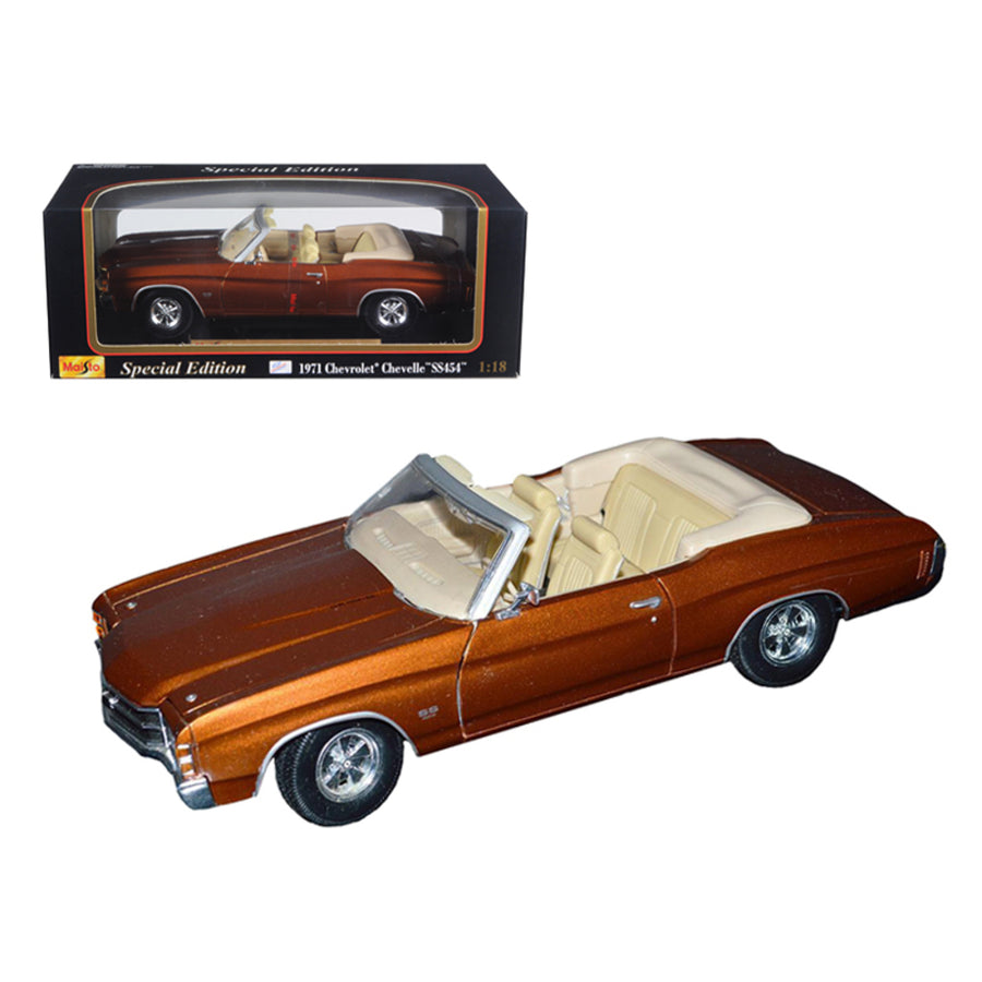 1971 Chevrolet Chevelle Ss 454 Convertible Brown 1/18 Diecast By Maisto 31883brn