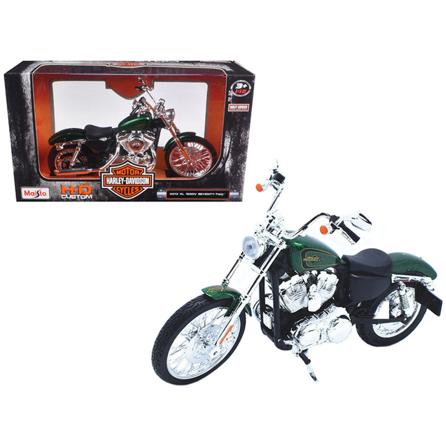 2013 Harley Davidson Xl 1200v Seventy Two Green Motorcycle Model 1/12 By Maisto 32335grn