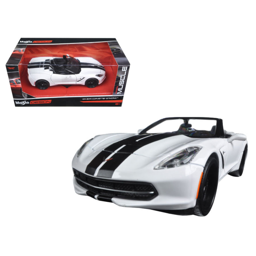 2014 Chevrolet Corvette Stingray Convertible White/black Modern Muscle 1/24 Diecast Model Car By Maisto 32501w