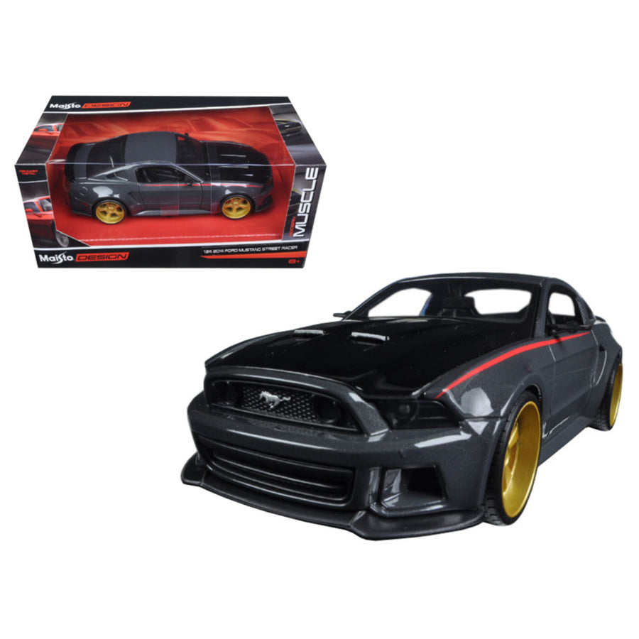 Ford Mustang Street Racer Grey And Black Modern Muscle 1/24 Diecast Model Car By Maisto 32502gbk