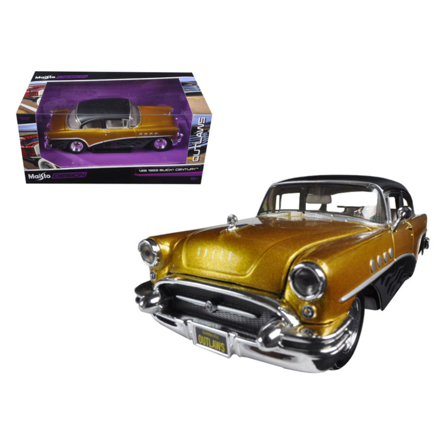 1955 Buick Century Gold/black Outlaws 1/26 Diecast Model Car By Maisto 32507gld