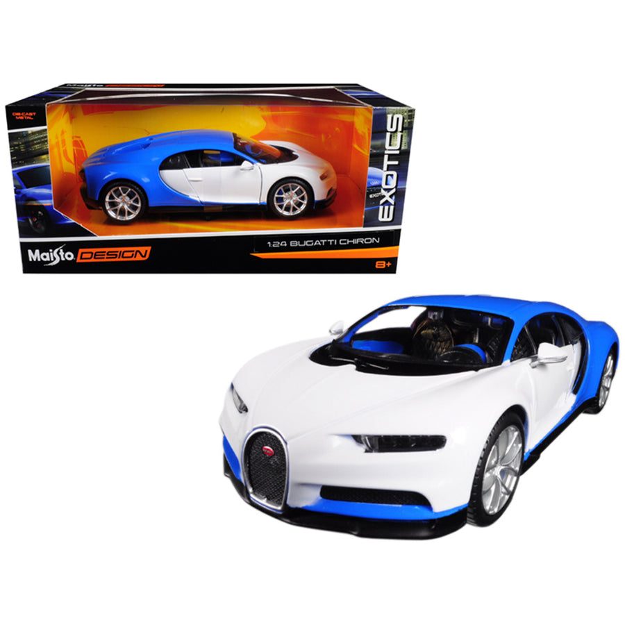 Bugatti Chiron Blue / White Exotics 1/24 Diecast Model Car By Maisto 32509bl/w