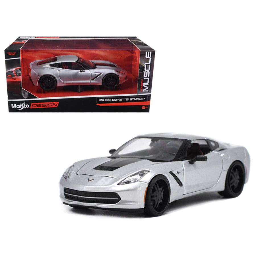 2014 Chevrolet Corvette C7 Stingray Silver Modern Muscle 1/24 Diecast Model Car By Maisto 32510sil