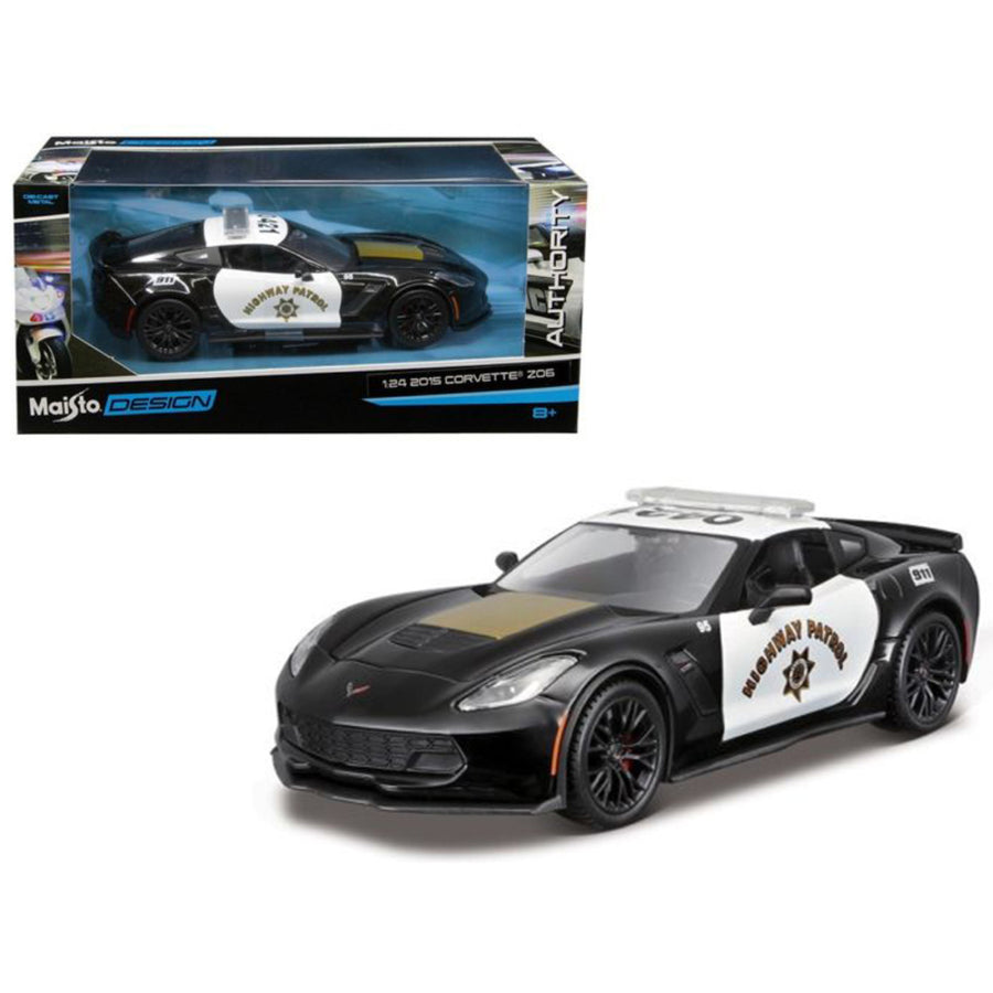 2015 Chevrolet Corvette C7 Z06 Highway Patrol Police Car 1/24 Diecast Model Car By Maisto 32516