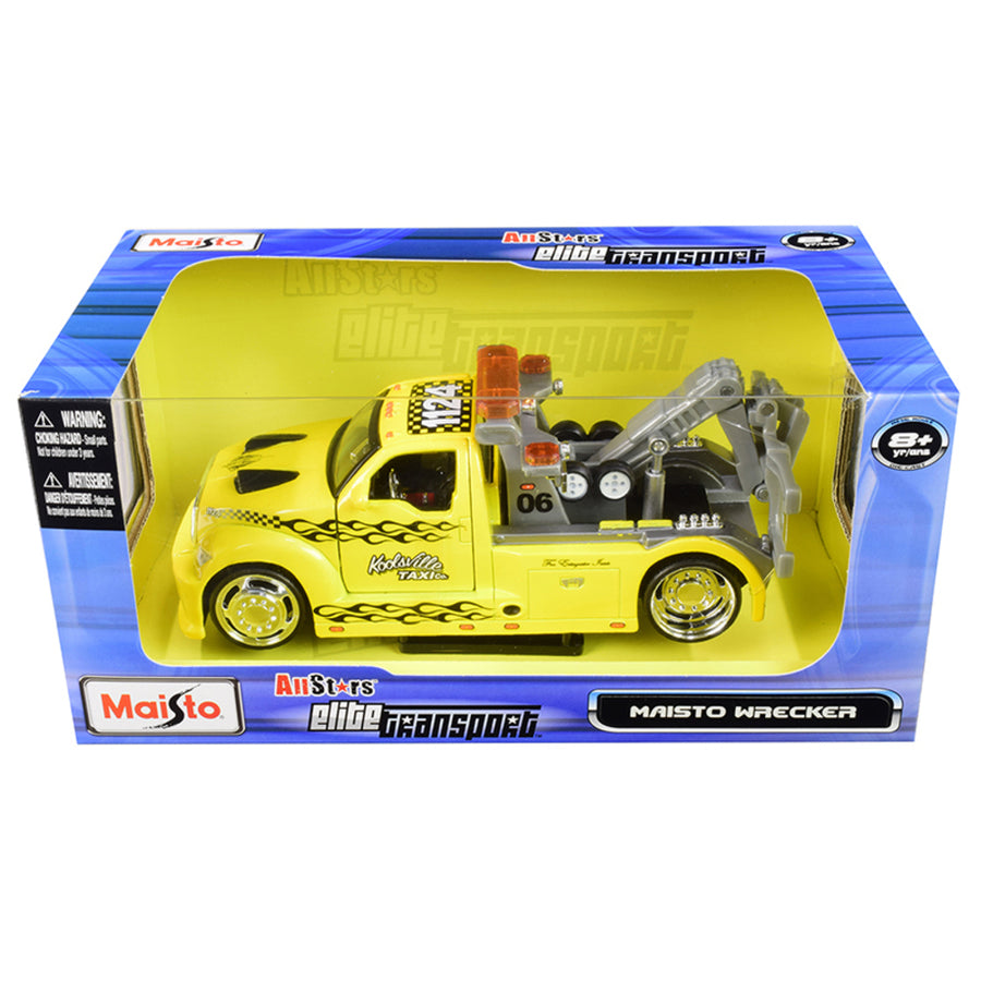 Maisto Wrecker Tow Truck Yellow Koolsville Taxi Co. All Stars Elite Transport Series 1/24 Diecast Model By Maisto 32993y