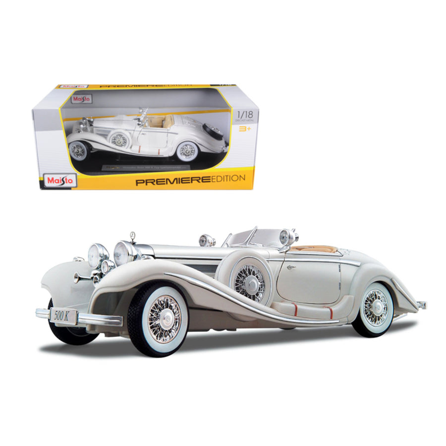 1936 Mercedes 500k Special Roadster White 1/18 Diecast Model Car By Maisto 36055w