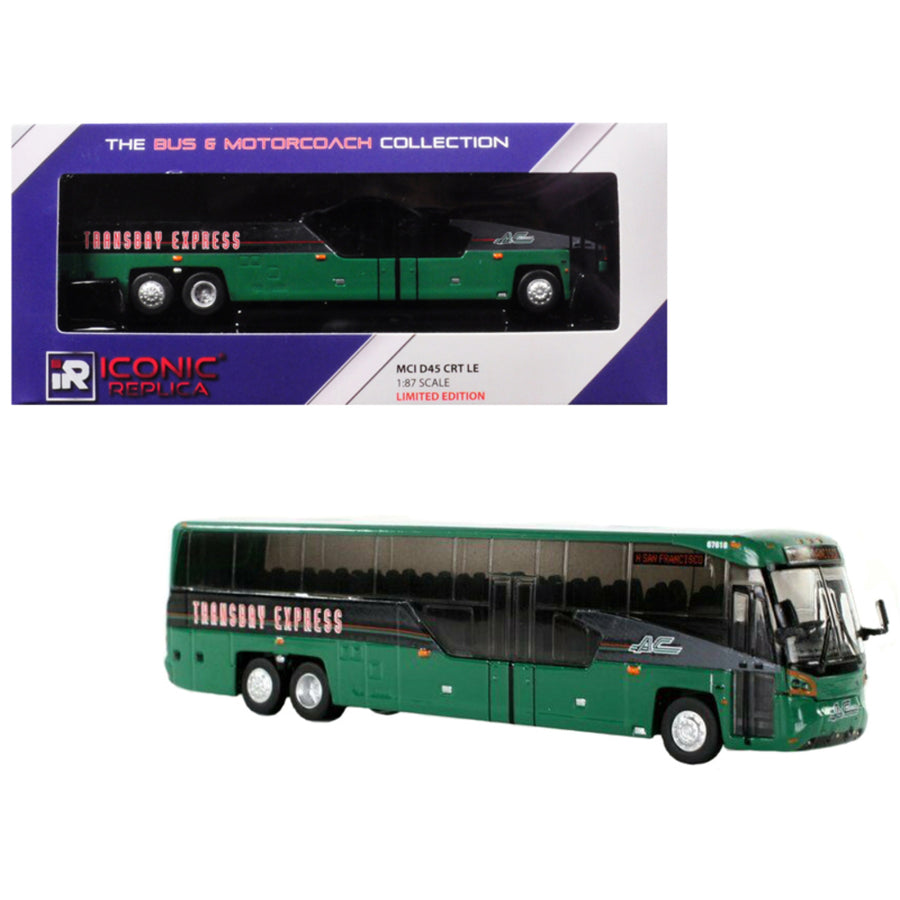 Mci D45 Crt Le Coach Ac Transit Bus Transbay Express (san Francisco) Green 1/87 Diecast Model By Iconic Replicas 87-0099