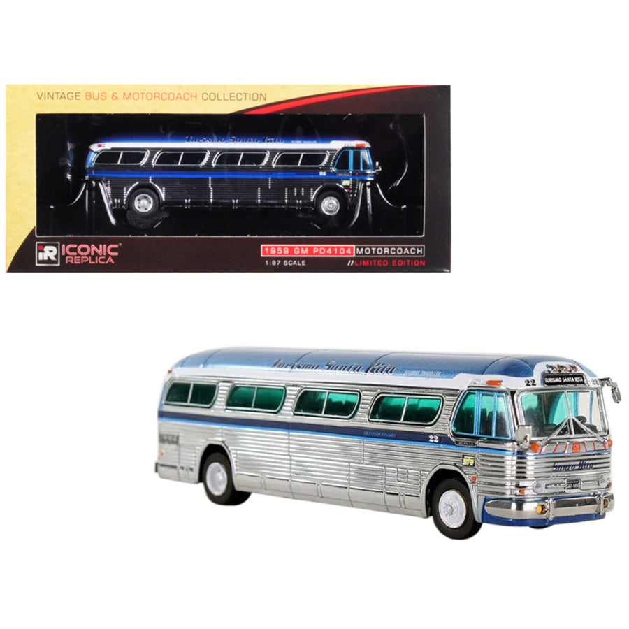 1959 Gm Pd4104 Motorcoach #22 Turismo Santa Rita (sao Paulo) Chrome Vintage Bus & Motorcoach Collection 1/87 Diecast Model By Iconic Replicas 87-0144