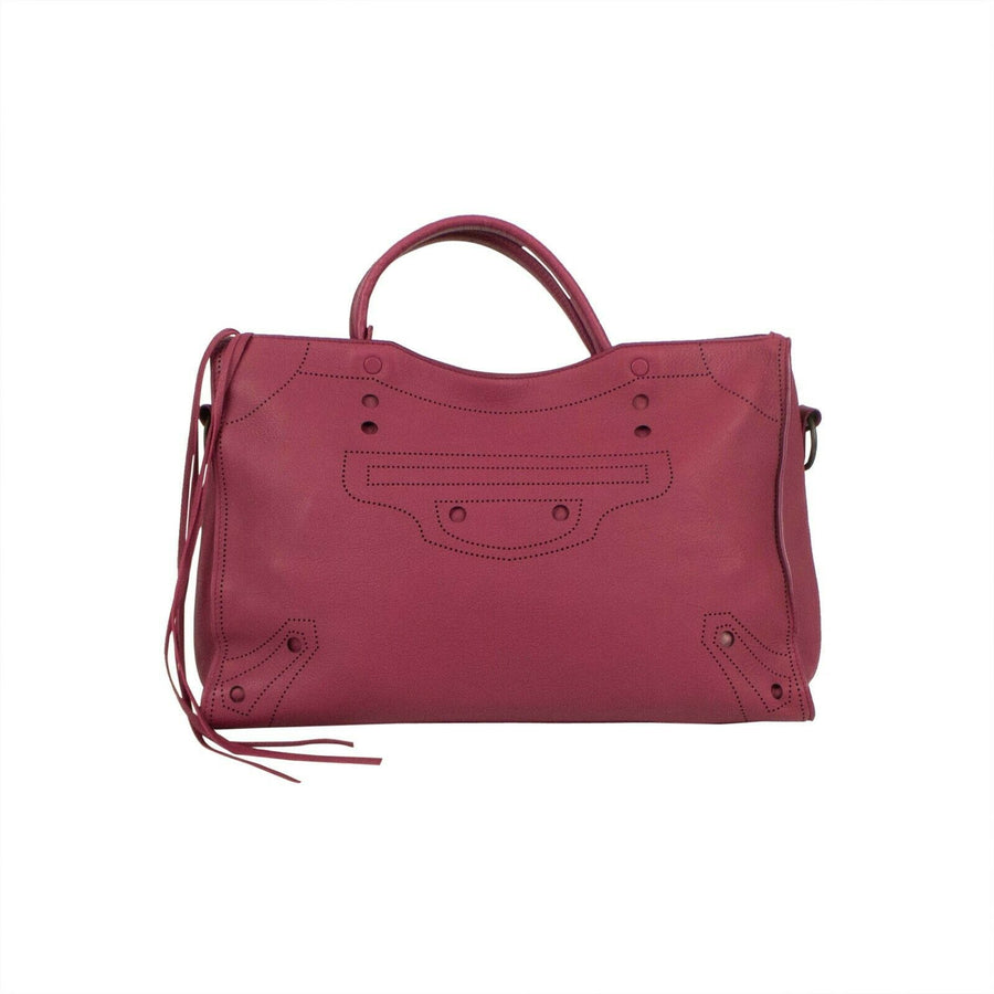 Leather Blackout City Shoulder Bag - Rose