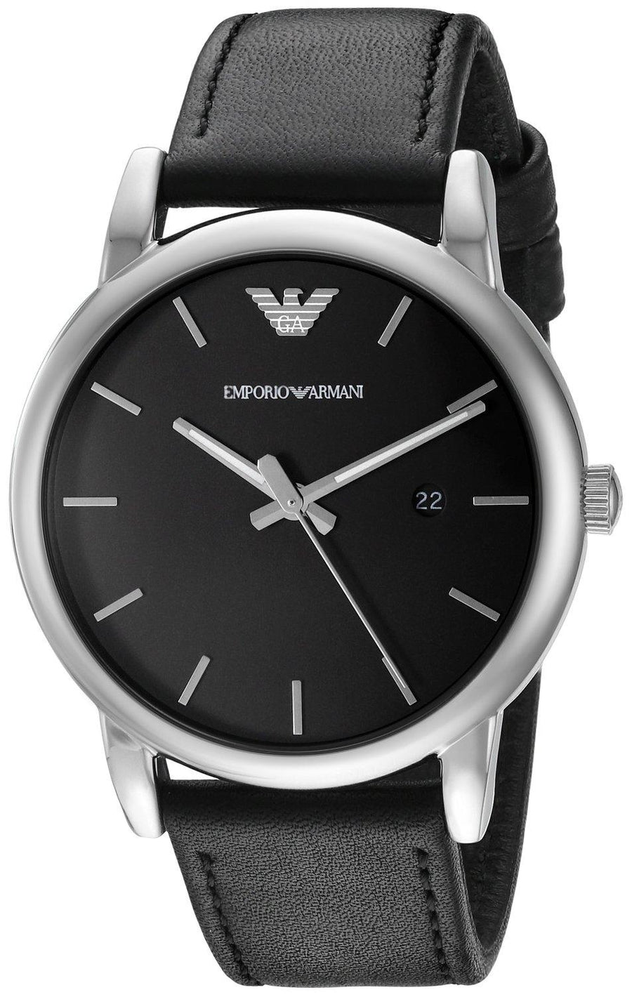 Emporio Armani Classic Black Dial Black Leather Ar1692 Men's Watch