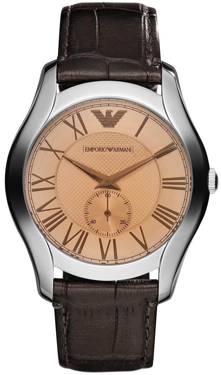 Emporio Armani Classic Amber Dial Brown Leather Ar1704 Men's Watch