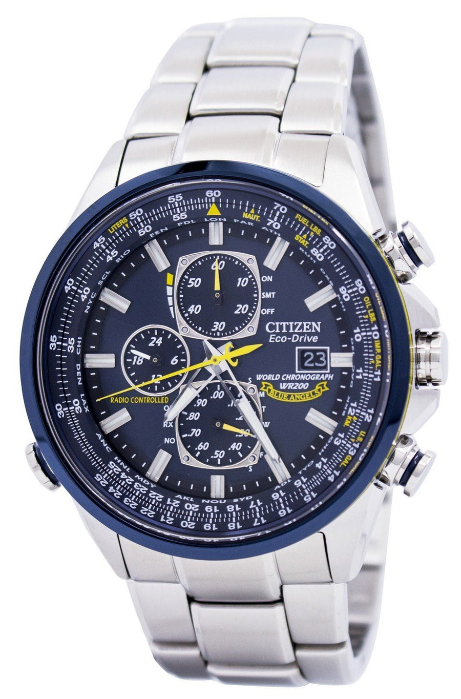 Citizen Eco Blue Angels Radio Controlled World Chronograph At8020-54l Men's Watch