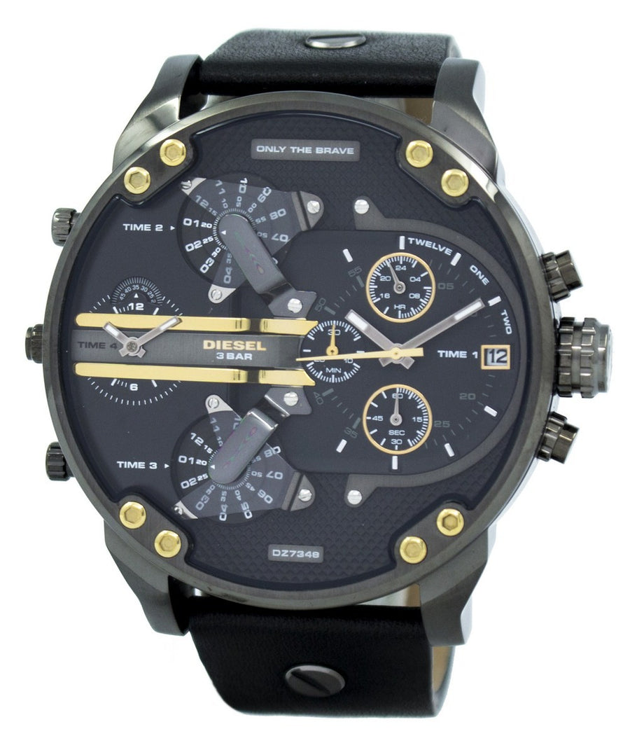 Diesel Mr. Daddy 2.0 Black Dial Black Leather Dz7348 Men's Watch