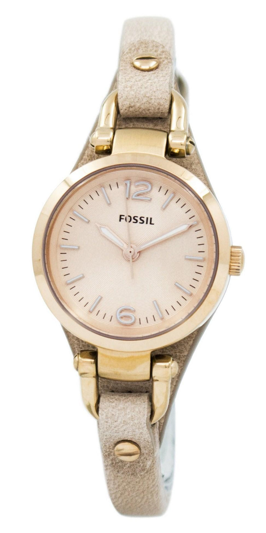 Fossil Georgia Mini Rose Dial Sand Leather Strap Es3262 Women's Watch