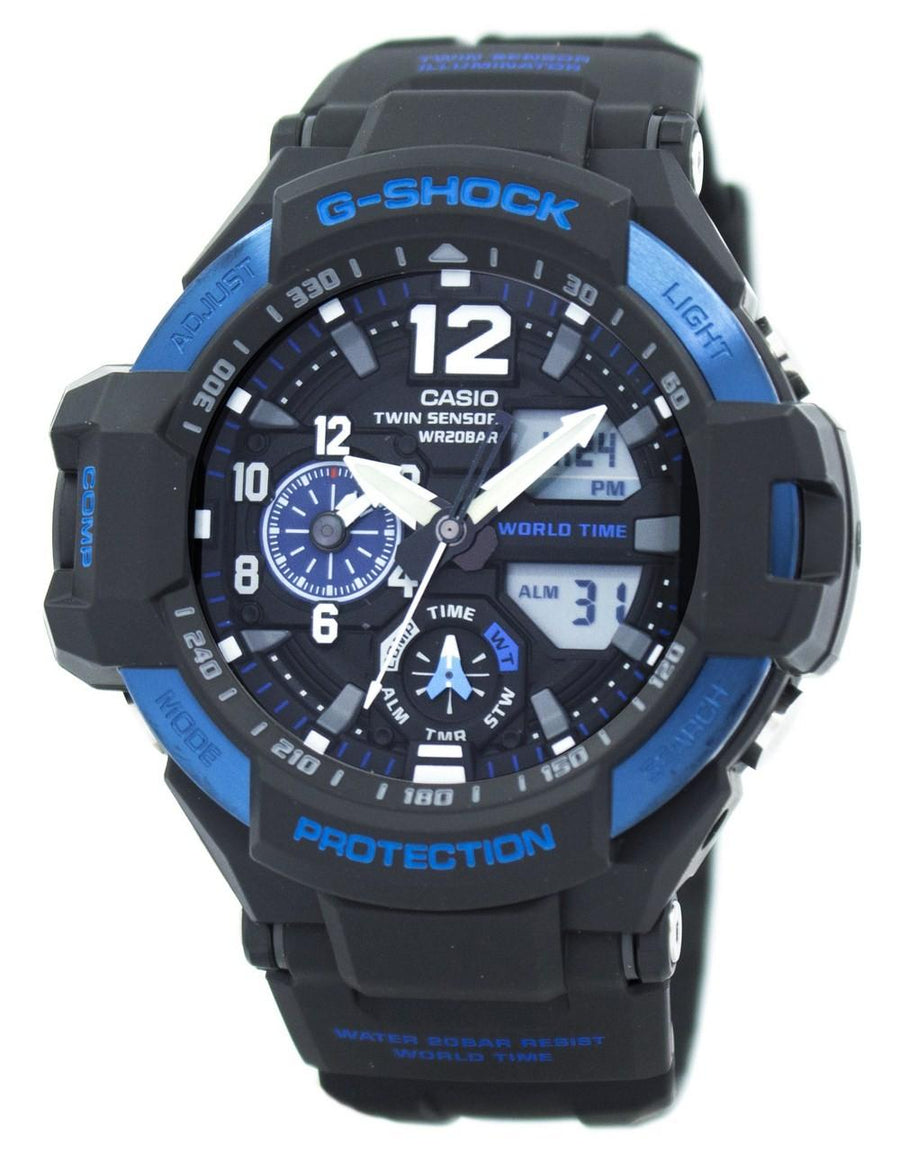 Casio G-shock Gravitymaster Twin Sensor World Time Ga-1100-2b Ga1100-2b Men's Watch