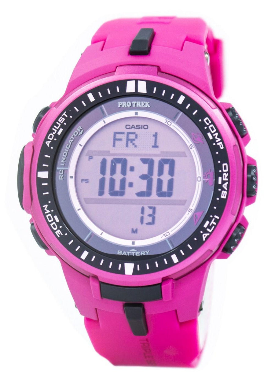 Casio Protrek Atomic Tough Solar Triple Sensor Pink Prw-3000-4b Prw3000-4b Watch