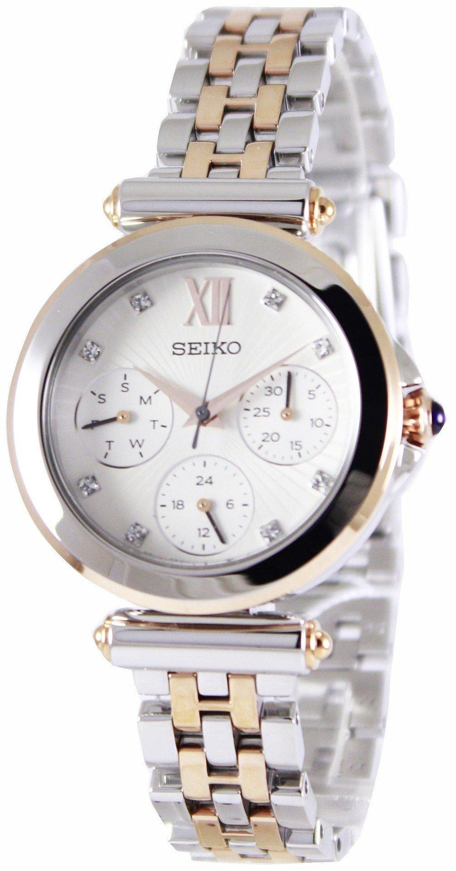 Seiko Multi-function Two Tone Crystals Sky700 Sky700p1 Sky700p Women's Watch