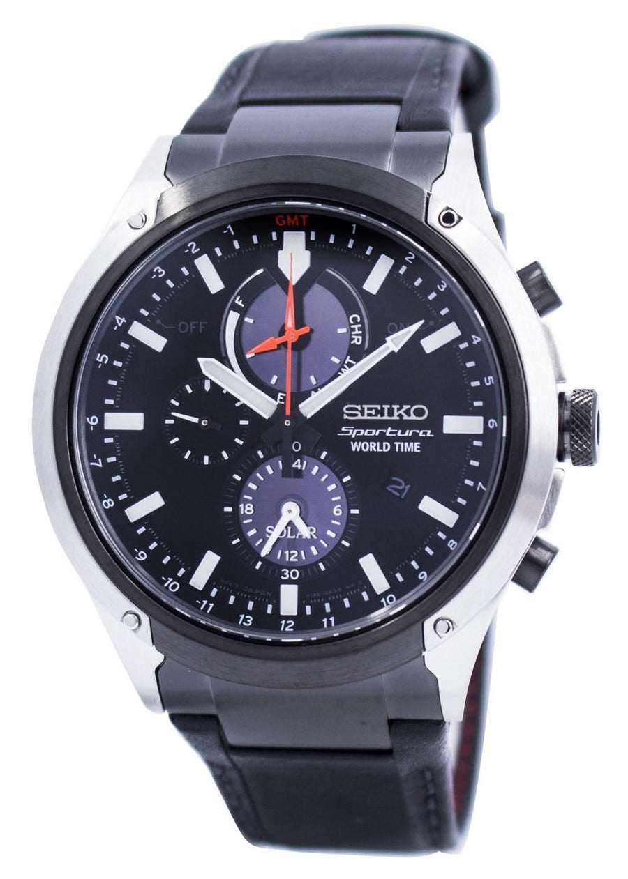 Seiko Sportura World Time Solar Chronograph Ssc483 Ssc483p1 Ssc483p Men's Watch