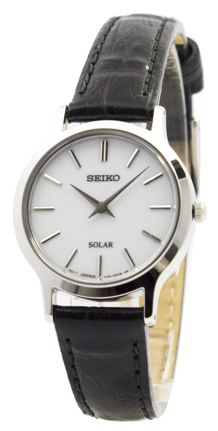 Seiko Solar White Dial Leather Strap Sup299 Sup299p1 Sup299p Women's Watch