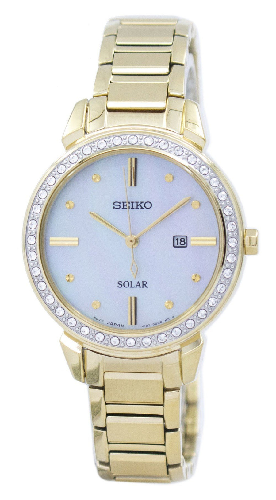 Seiko Solar Diamond Accent Sut330 Sut330p1 Sut330p Women's Watch