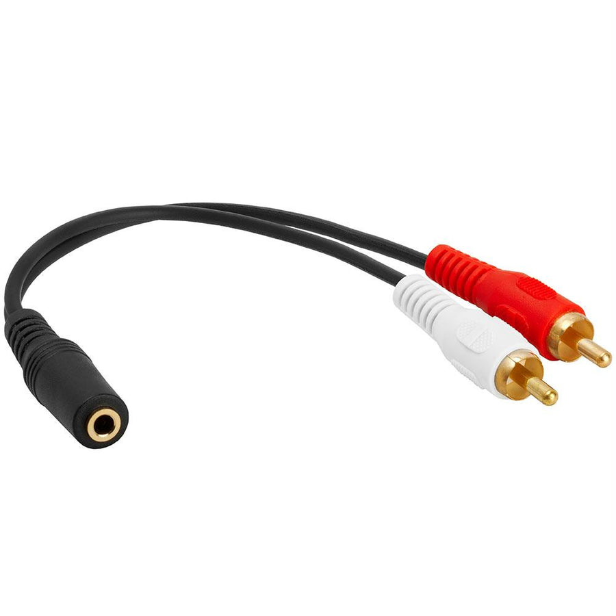 3.5mm Female Jack To 2 Rca Plugs Audio Stereo Adapter - 6 Inch