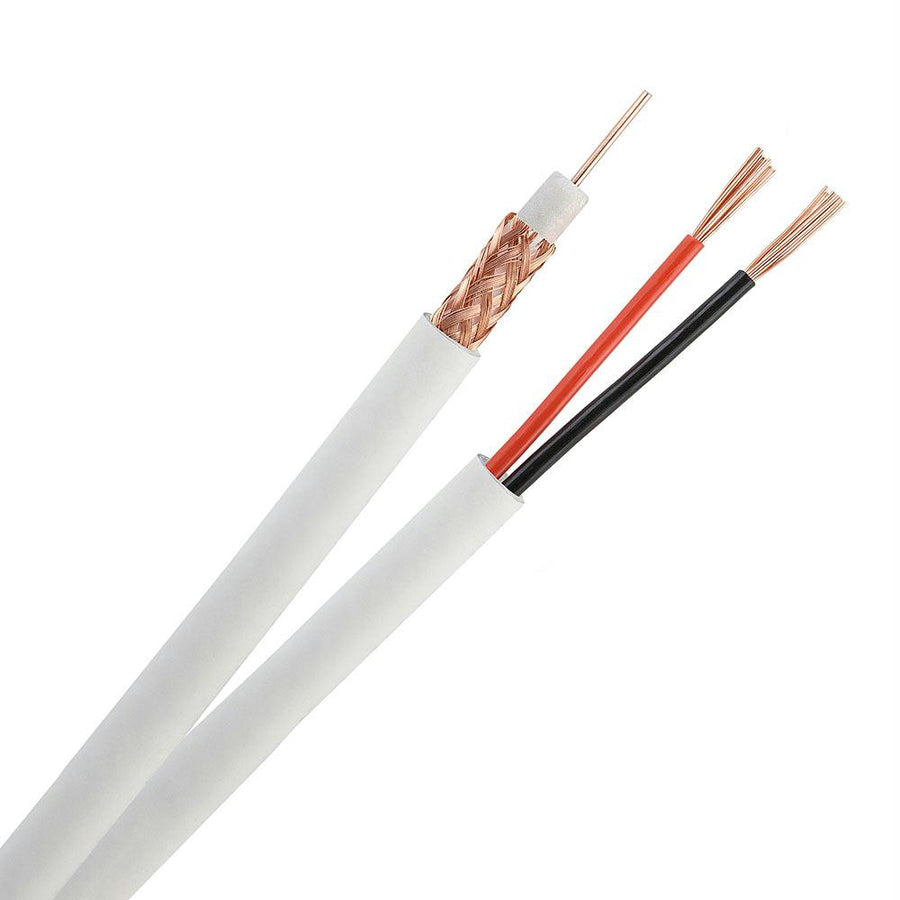 Siamese Rg59+2dc 95% Bare Copper Pull Box - 1000 Feet White