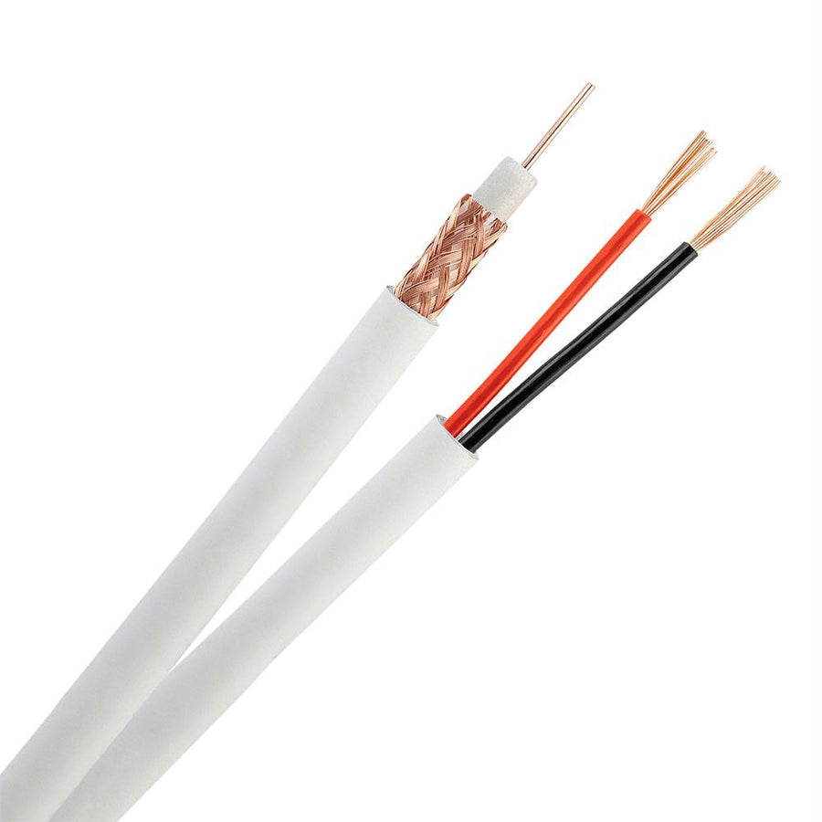 Siamese Rg59+2dc 95% Bare Copper Pull Box - 500 Feet White