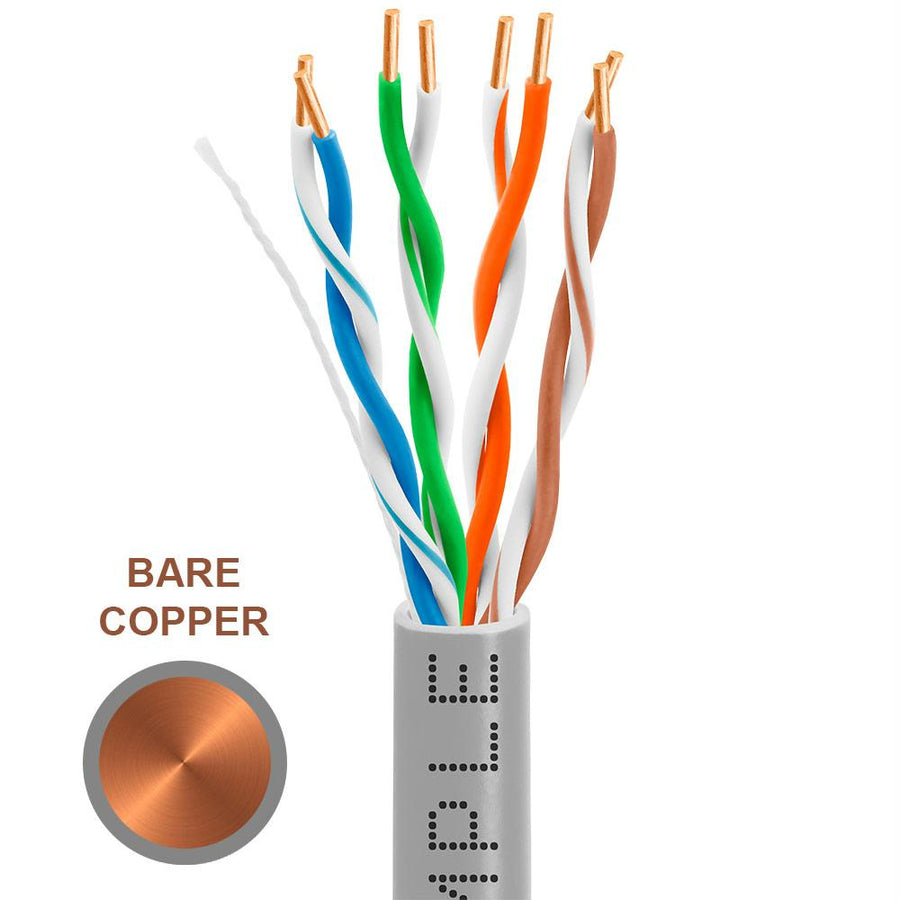 Cat5e Bulk In-wall Cable 24awg Bare Copper 350mhz 1000 Feet Gray