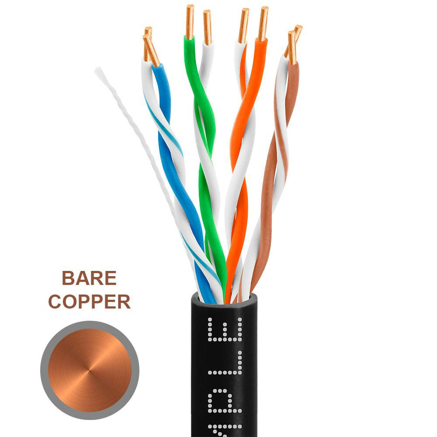 Cat5e Bulk In-wall Cable 24awg Bare Copper 350mhz 1000 Feet Black