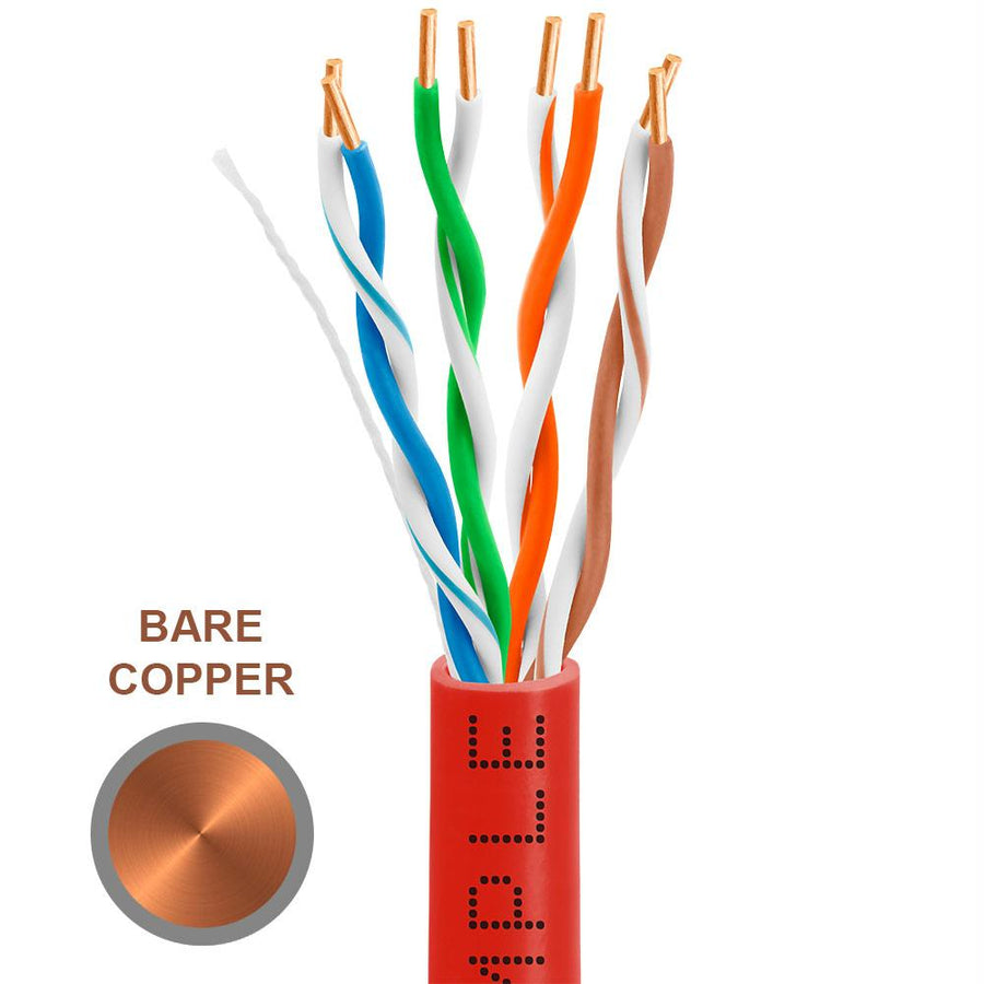 Cat5e Bulk In-wall Cable 24awg Bare Copper 350mhz 1000 Feet Red