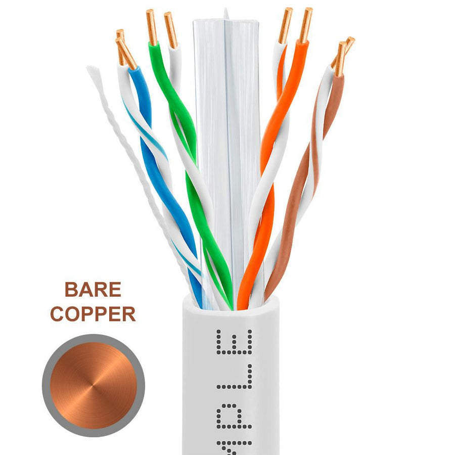 Cat6 Bulk Ethernet Cable 23awg Bare Copper 550mhz 1000 Feet White