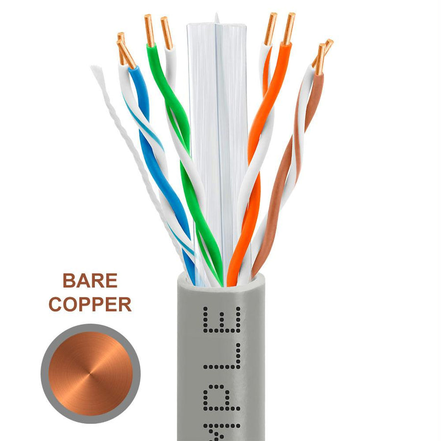 Cat6 Bulk Ethernet Cable 23awg Bare Copper 550mhz 1000 Feet Gray