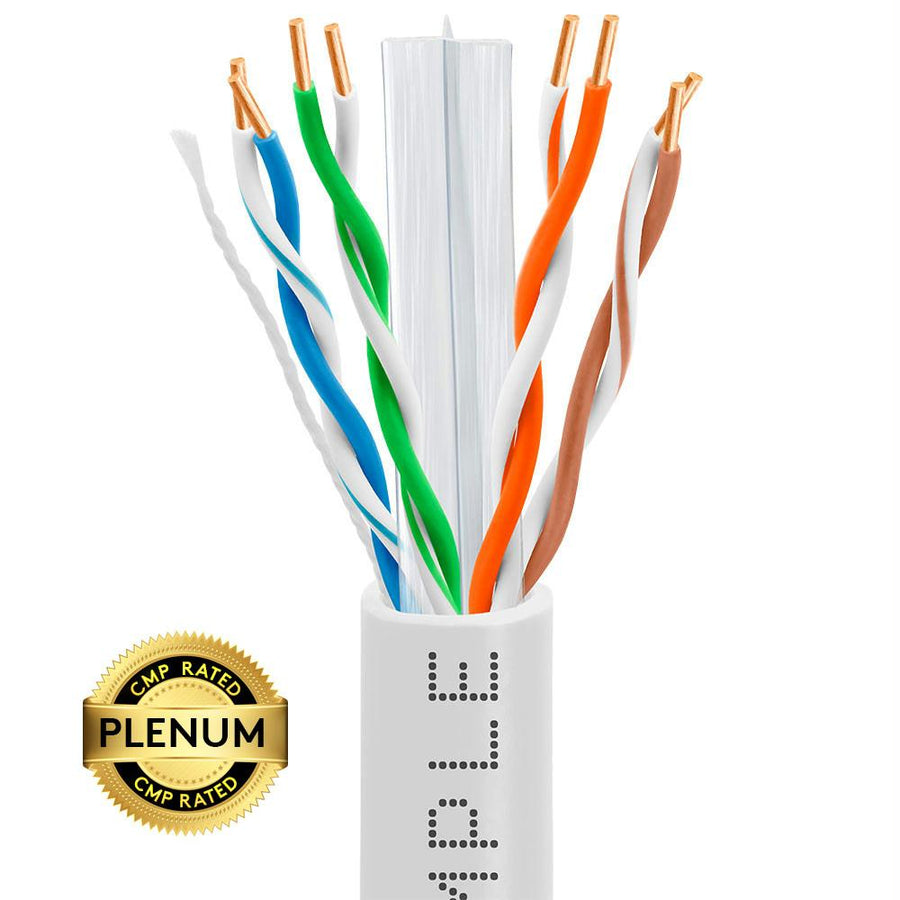 Cat6 Bulk Plenum Ethernet Cable 23awg 550mhz 1000 Feet White