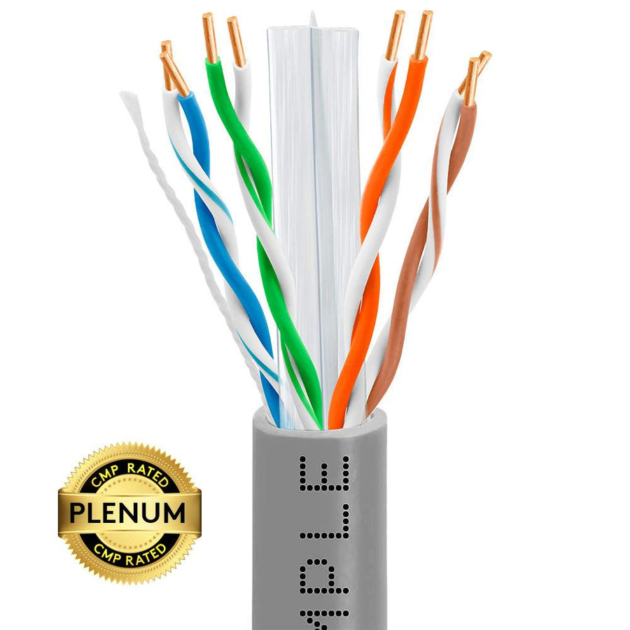 Cat6 Bulk Plenum Ethernet Cable 23awg 550mhz 1000 Feet Gray