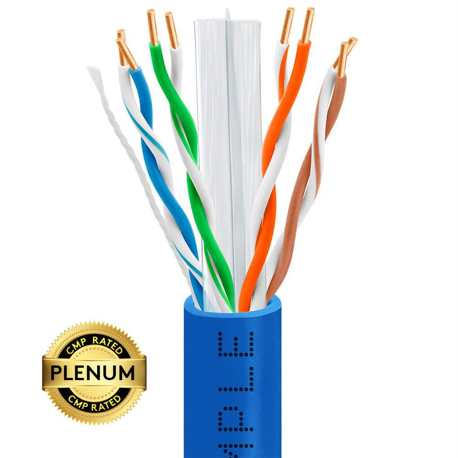 Cat6 Bulk Plenum Ethernet Cable 23awg 550mhz 1000 Feet Blue