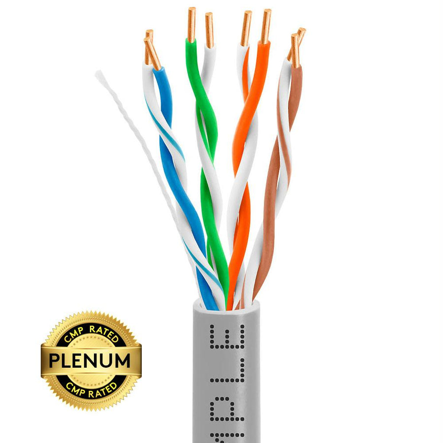 Cat5e Plenum Bulk Ethernet Cable 24awg Bare Copper 350mhz - 1000 Feet Gray