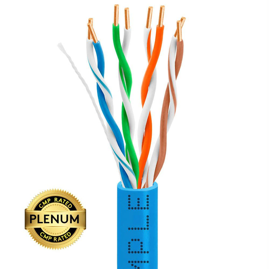 Cat5e Plenum Bulk Ethernet Cable 24awg Bare Copper 350mhz - 1000 Feet Blue