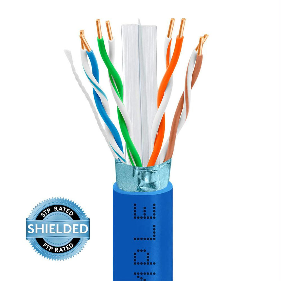 Cat6 Bulk Stp/ftp Ethernet Cable 23awg Bare Copper 550mhz 1000 Feet Blue