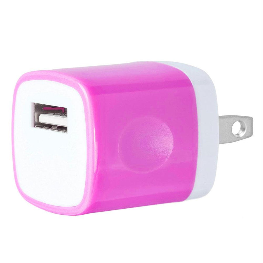 Usb Home Wall Charger Travel Adapter For Ios And Android Mobile Devices, Neon Pink