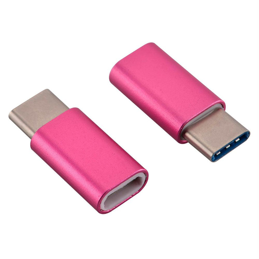 Usb-c Adapter, Usb Type C (male) To Micro Usb (female) Adapter For Data Syncing And Charging, Neon Pink