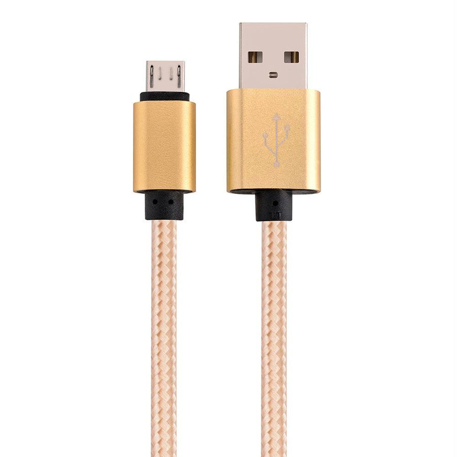 Micro Usb To Usb Braided Data Charging Cable - 3 Feet, Gold