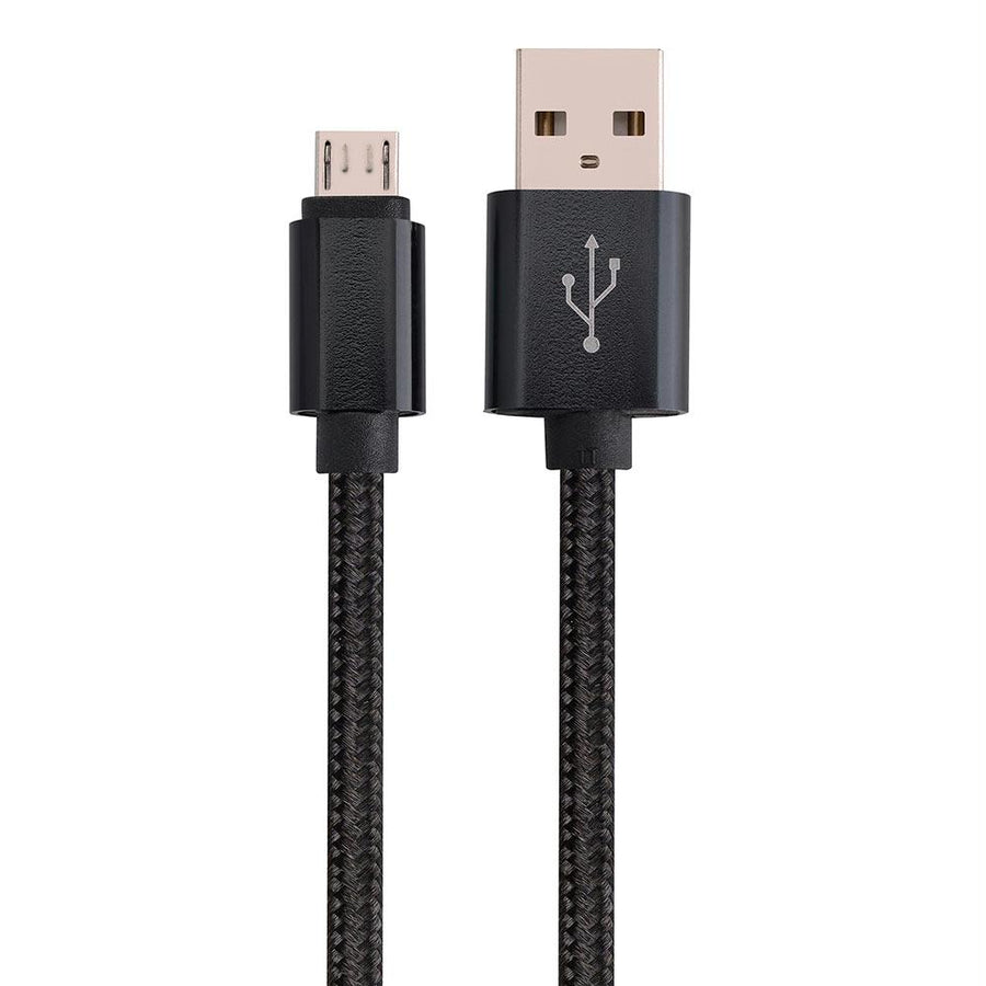 Micro Usb To Usb Braided Data Charging Cable - 3 Feet, Black