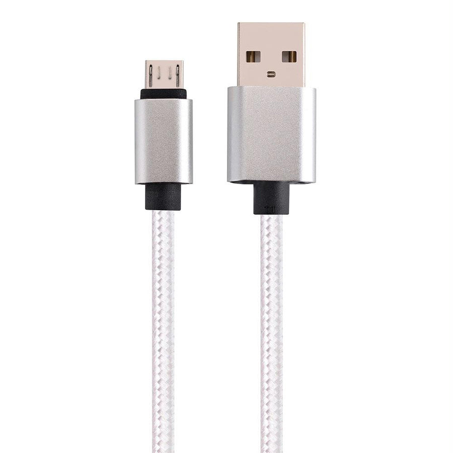 Micro Usb To Usb Braided Data Charging Cable - 3 Feet, White