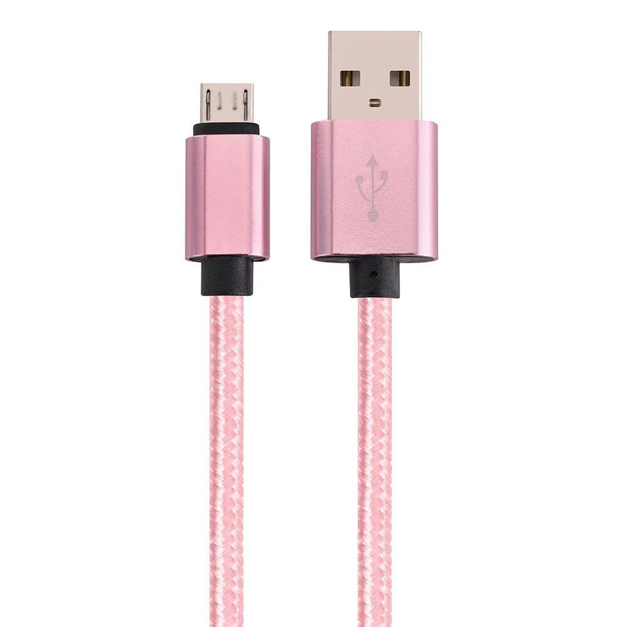 Micro Usb To Usb Braided Data Charging Cable - 3 Feet, Rose