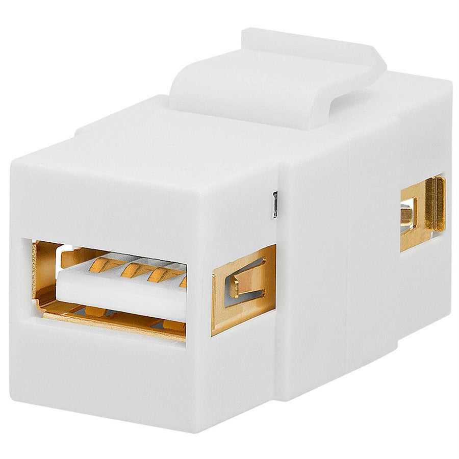 Keystone Jack - Usb 2.0 A Female To A Female Coupler Flush Type - White