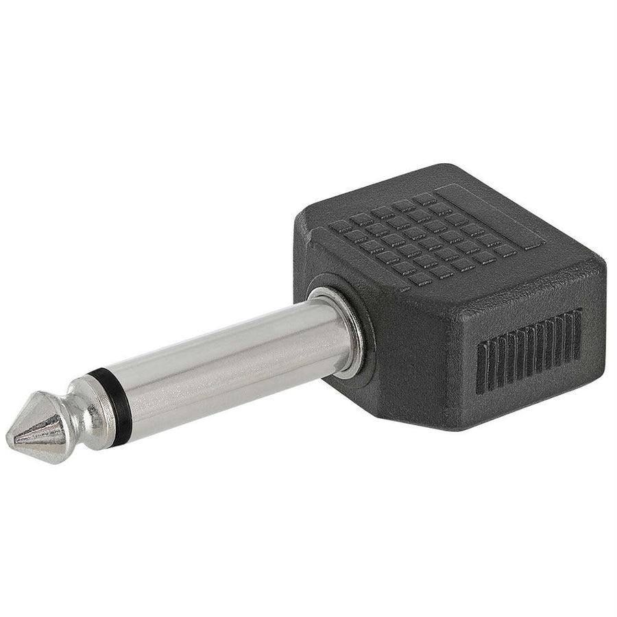 6.35mm Mono Plug To 2x3.5mm Mono Jack Adapter