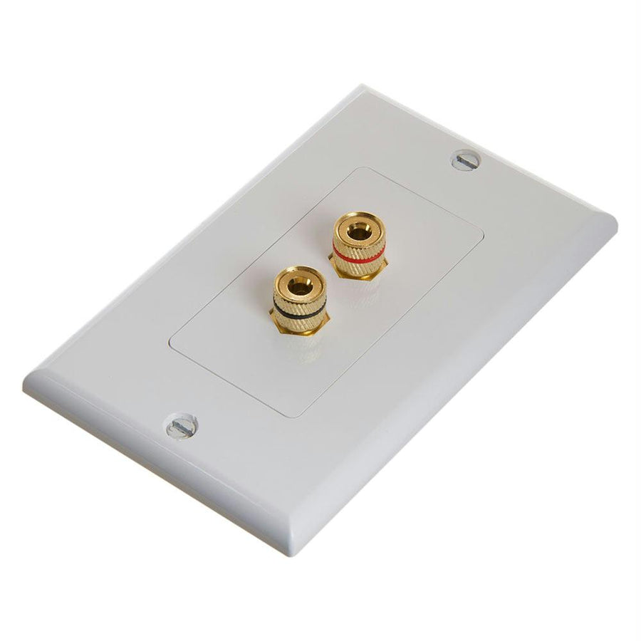 Cmple - Speaker Wall Plate (banana Plug Wall Plate/speaker Wire Wall Plate) For 1 Speaker - White Decora Style