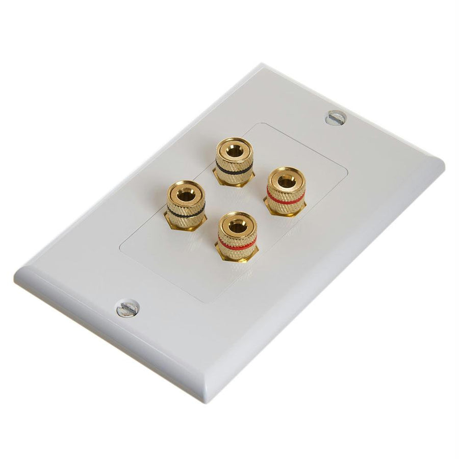 Cmple - Speaker Wall Plate (banana Plug Wall Plate) Speaker Wire Wallplate For 2 Speakers - White Decora Style