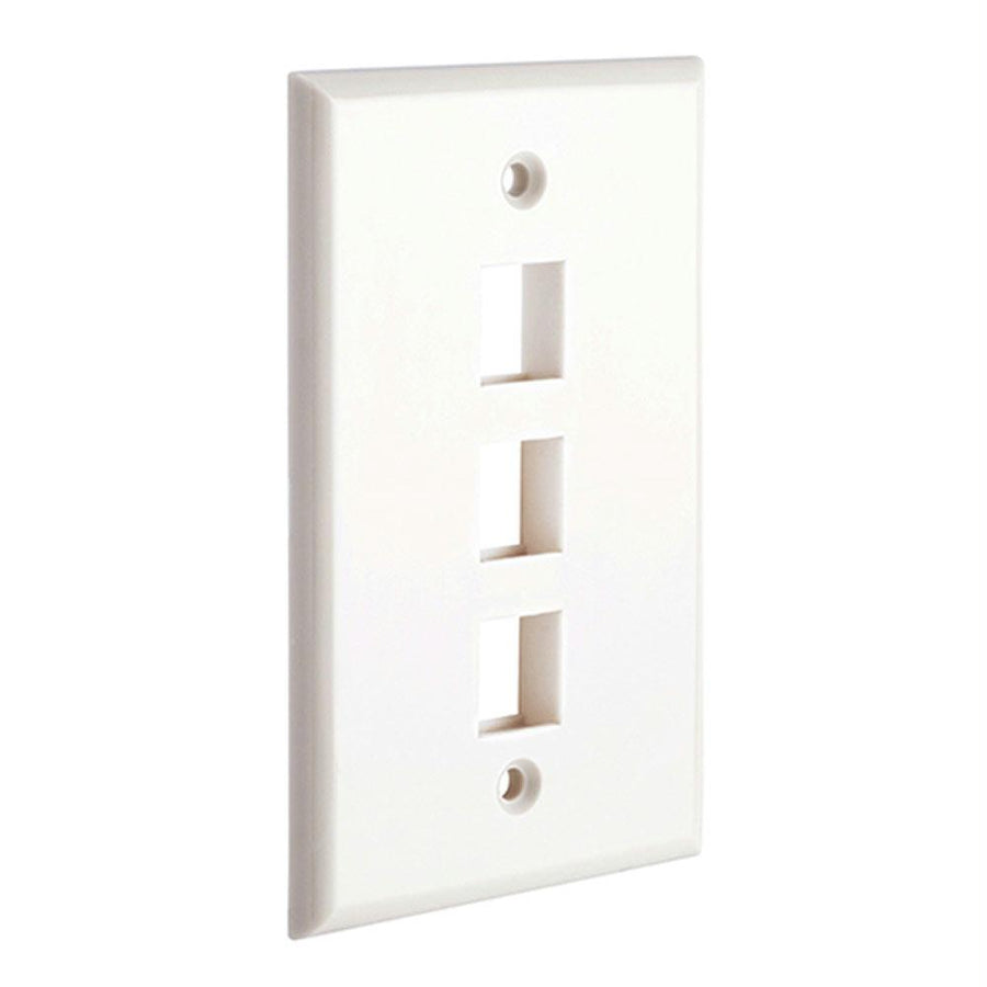 Keystone Jack Wall Plate With Three Holes Standard Keystones - White